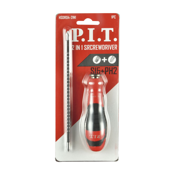 Отвертка комбинированная P.I.T. HSDR04-2IN1 (207 мм, двухсторонняя, PH2+SL6)